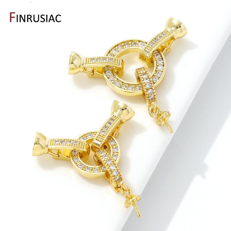 18K Gold Plated Brass Lock Clasps With Pearl Pendant Mounting Findings,Fasteners For Bracelets,Connectors For Jewelry Making