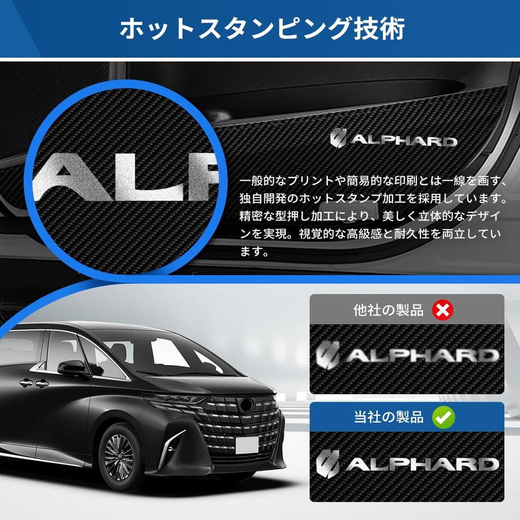 GOODGOODCAR Alphard 30 Series Interior Protector with Carbon Fiber Scratch and Stain Wear Front Door and Paint Easy Set of 2 for Driver and Passenger