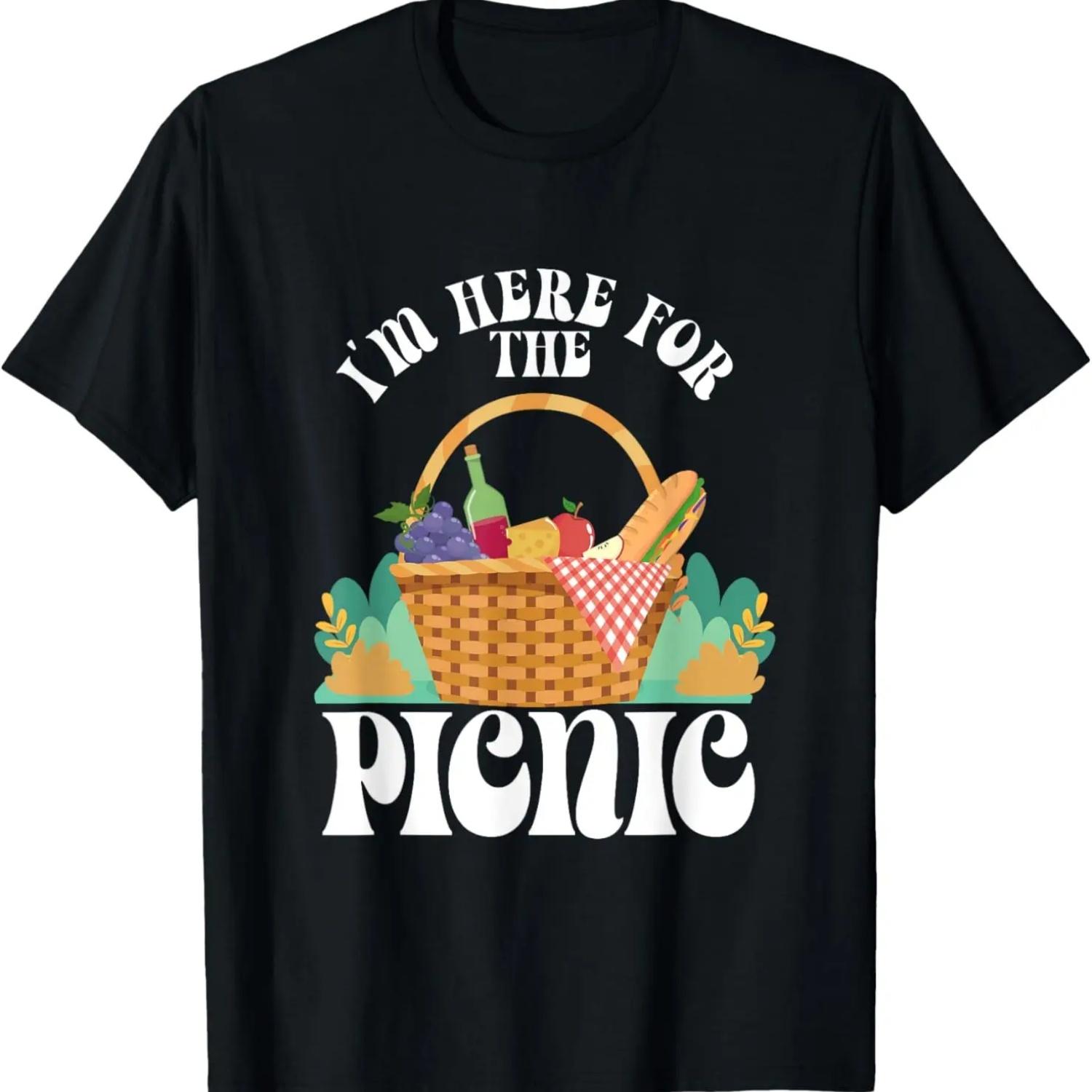 

Funny I m Here For The Picnic _ Food Picnic Basket T-Shirt XXXXXL чорний