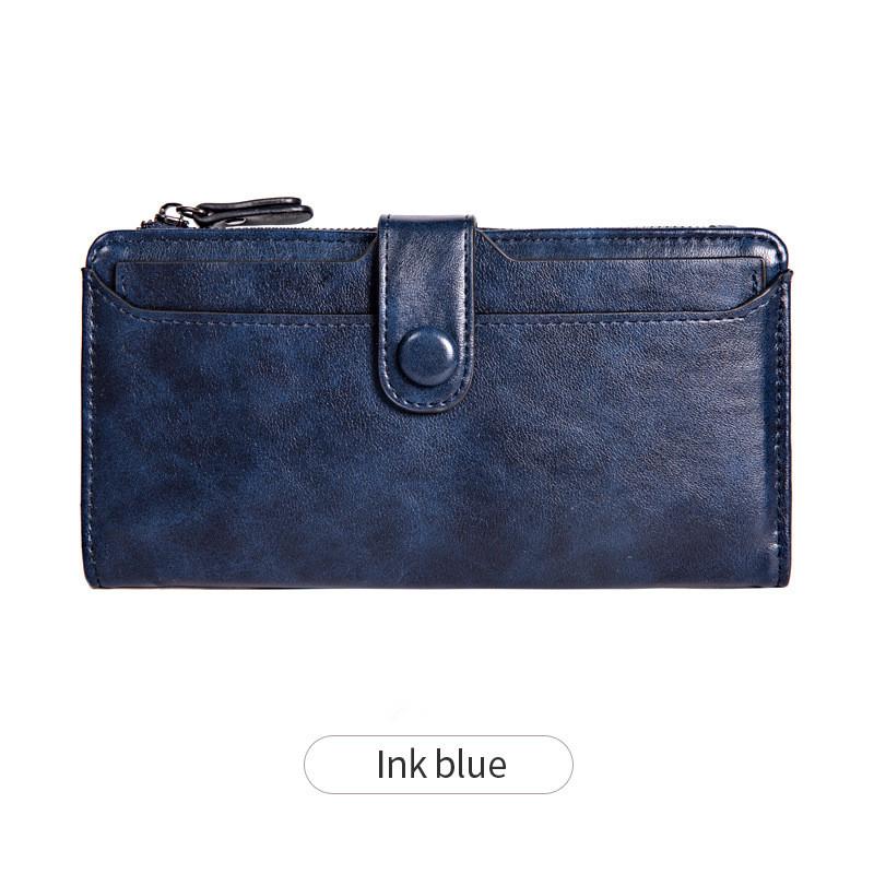 Guangzhou Oil Wax Mad Horse Leather Wallet Purse High Quality Leather Large Capacity Envelope Clutch Bag