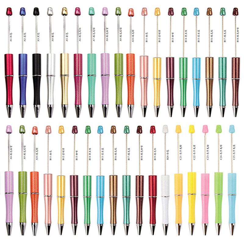 25 Stück Perlenstift Kunststoff Perlen Kugelschreiber Schwarze Tinte Perlen DIY Stifte Niedliche Coole Stifte zum Selbermachen Geschenk Kinder Studenten