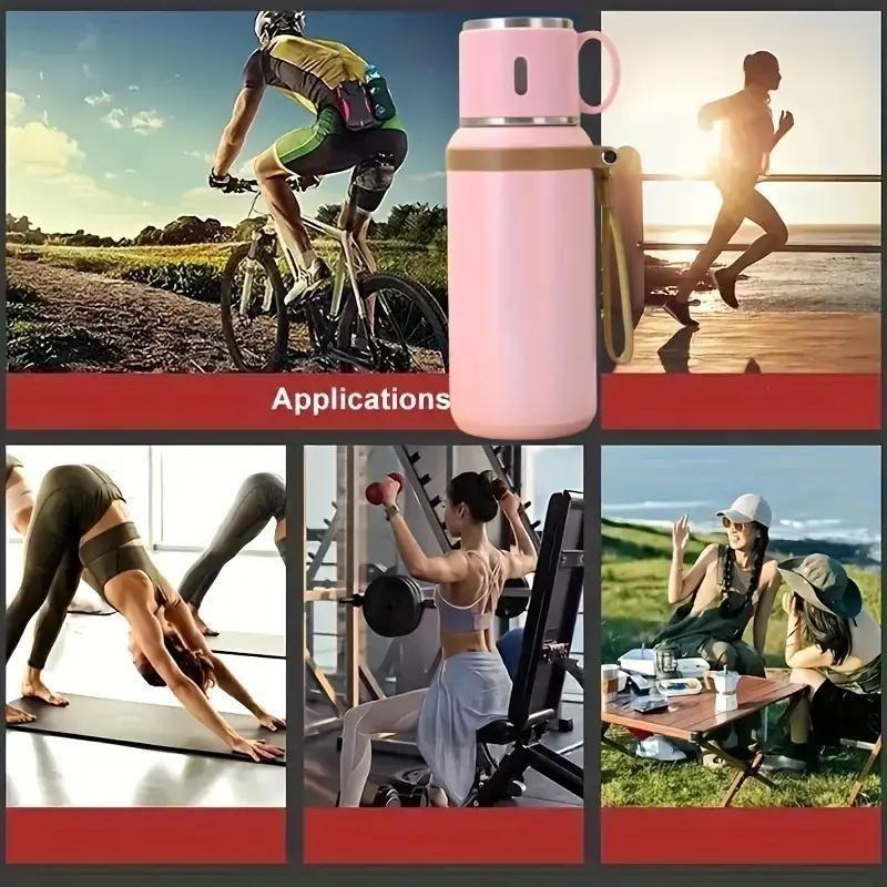600ml Sport-Thermosflasche 316 Edelstahl Isolierte Thermoskanne Auslaufsicher mit Klappdeckel für Fitnessstudio, Radfahren, Wandern