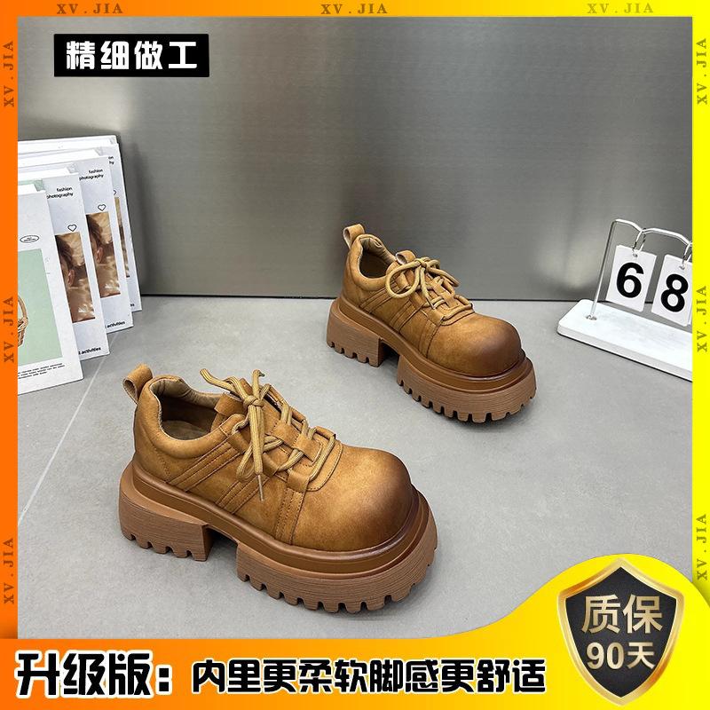 

Platform British style big head small leather shoes women s 2025 new autumn retro casual versatile love single shoes 35