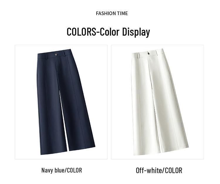 High-End Women's Navy Wide-Leg Cropped Suit Pants, High-Waisted, Casual Straight-Leg, New Spring/Autumn 2026 Style.