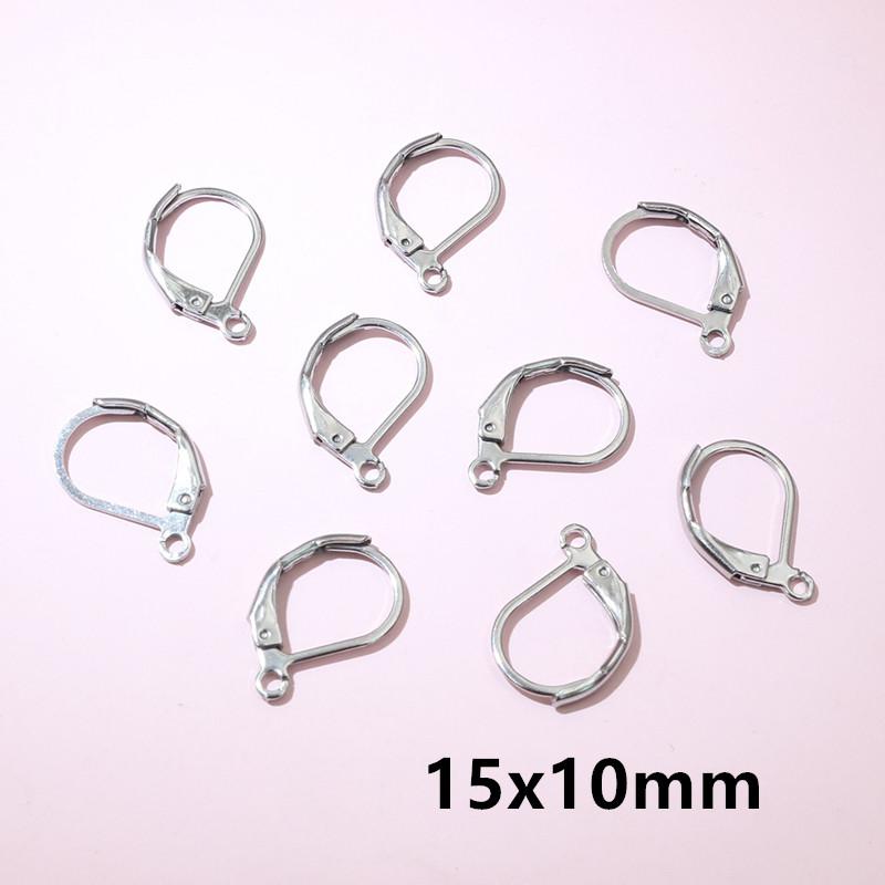 

30pcs No Fade Stainless Steel French Lever Earring Hooks Clips 14x12mm 15x10mm DIY Earwire Earrings Jewelry Findings Accessories