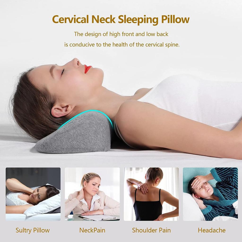 Memory Foam Neck Pillow Cervical Spine Support Orthopedic Slow Rebound Sleeping Pillow for Pain Relief