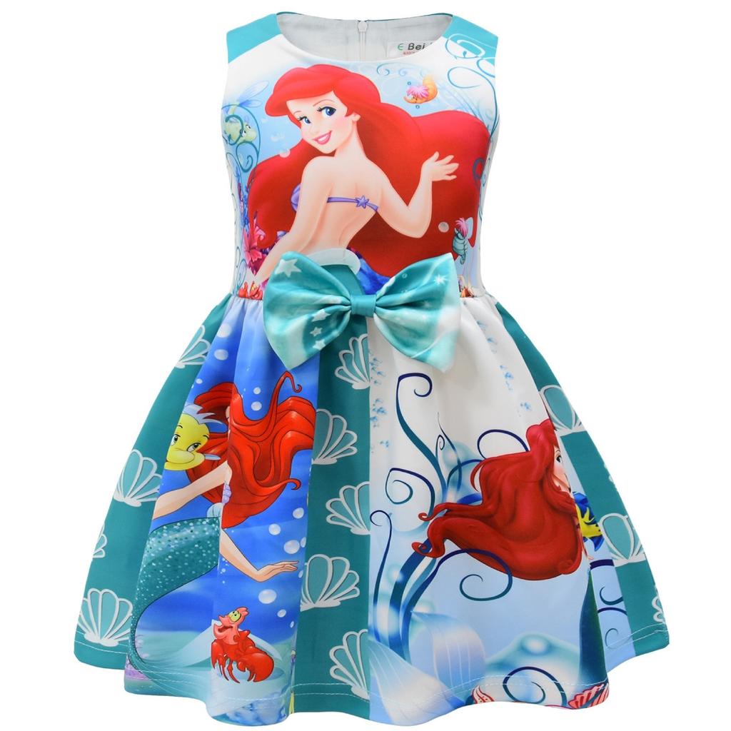 Summer New Frozen Princess Dress Mermaid Dress 3D Digital Printing Birthday Dress Children'S Dress