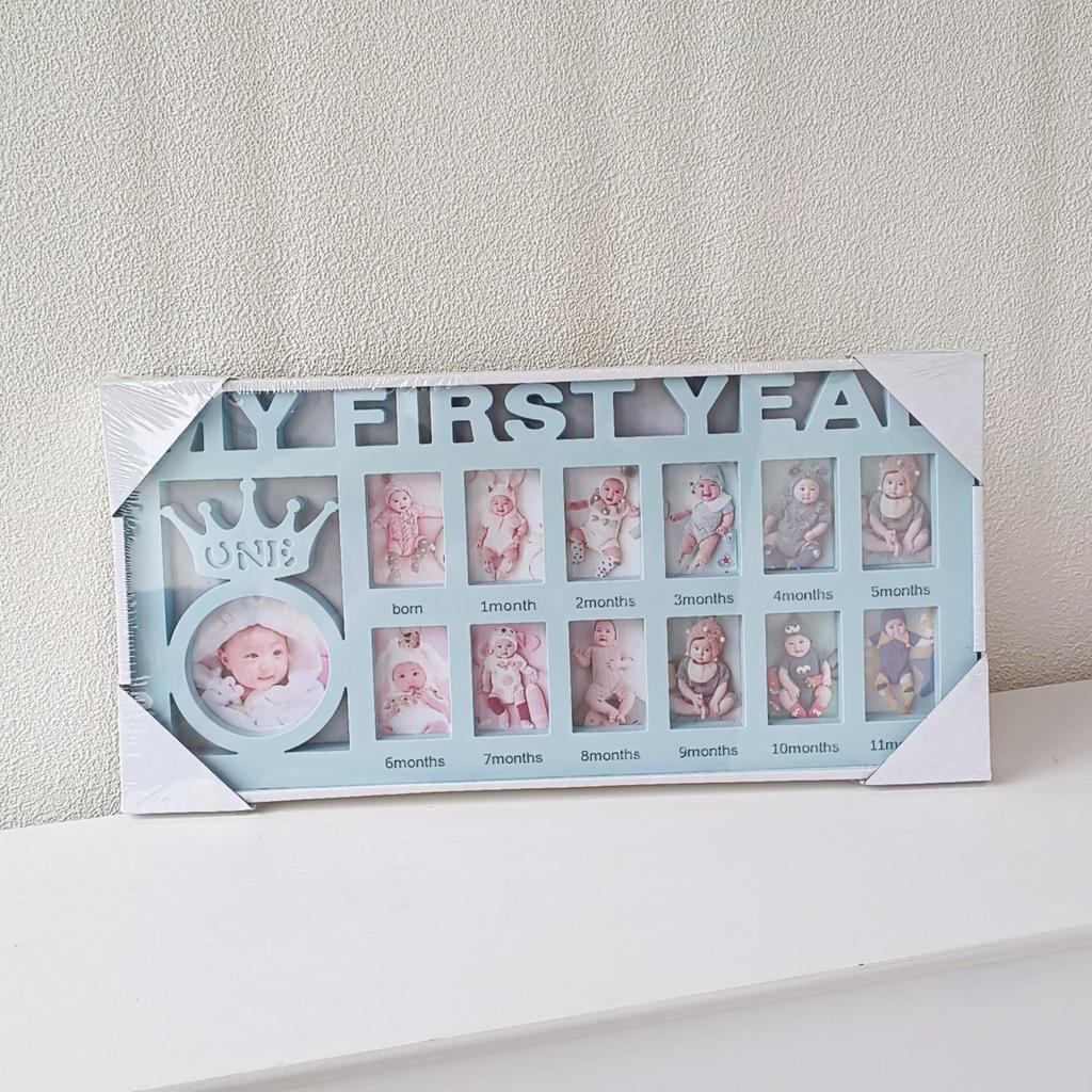 Baby & Child Growth Milestone Photo Frame - Wall Hanging & Tabletop Display, Plastic 'First Birthday' Commemorative Frame