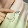 Angel Wings Tassel Chain Lapel Pin, Luxury Metal Feather Unisex Brooch Jewelry Gifts for Men Women