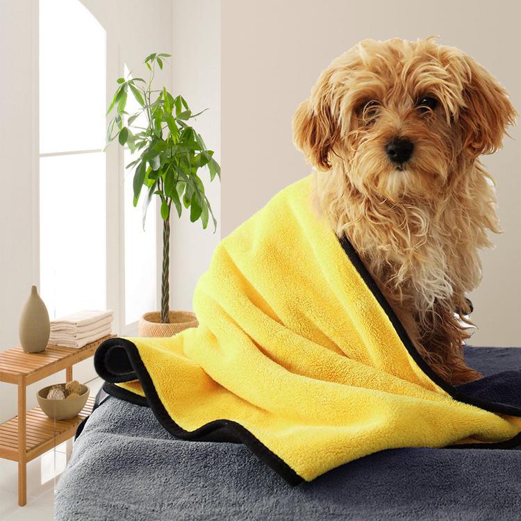 Soft Absorbent Coral Fleece Pet Bath Towel for Dogs and Cats