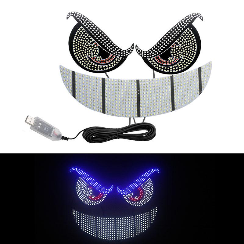 Car Back Window Expression Lights LED Strips Light Panel Car Windshield Display Devil's Eye Decorative Lamps USB Plug Lighting