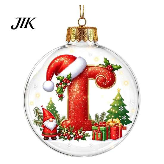 Creative DIY Christmas Ornaments 26?Letter Acrylic Ball Ornament, 3D Crystal Style Alphabet Winter Holiday Party Supplies Hanging Pendant, Xmas Tree
