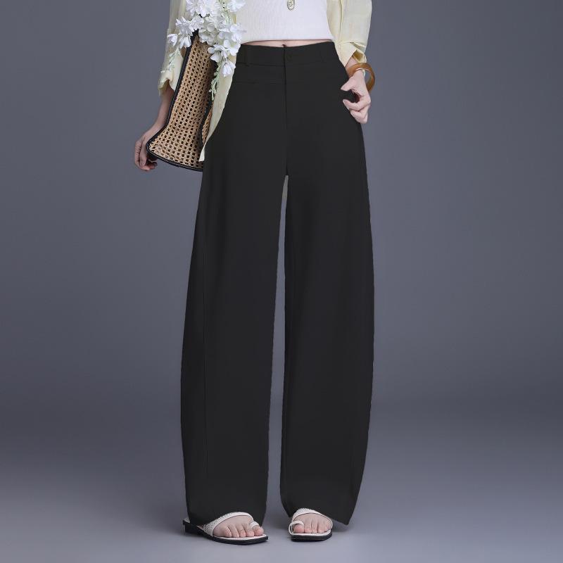 

High Waist Straight Leg Scissor Pants for Women - Spring 2026, Slimming Drape, Casual. 27 чорний