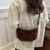 Brown Croissant Shoulder Bag Crossbody Bag Matte PU Dumplings Bag Fashion   Girls