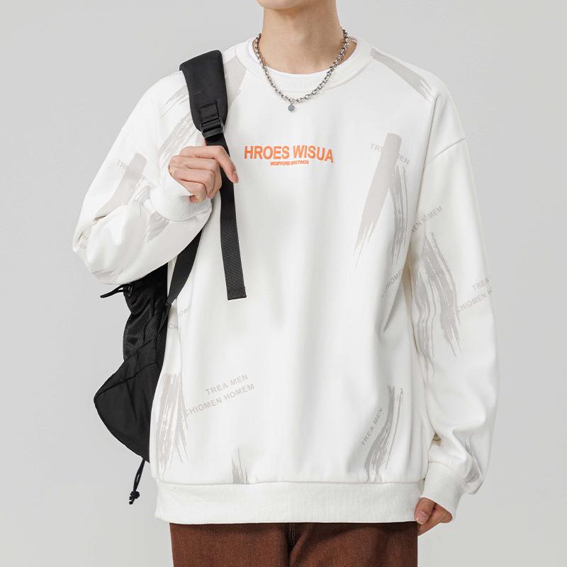 Large Size Sweater Men's Spring New T-shirt Men's Simple 135kg Loose Long-sleeved Top