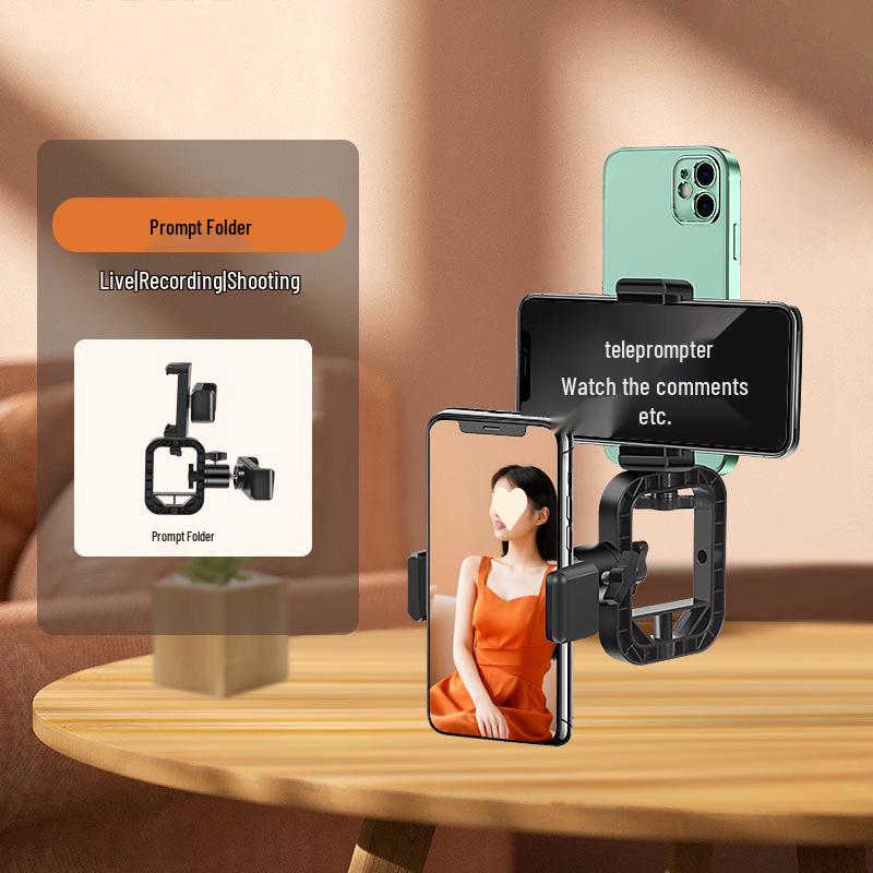 Dual-Phone Teleprompter Stand for Multi-Angle Live Streaming and Vlogging