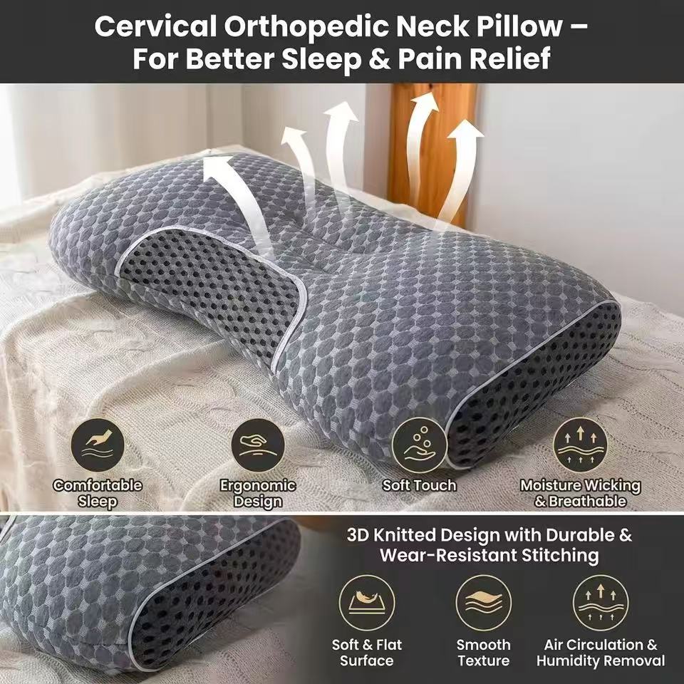 Bed neck pillow conducive to sleep, machine washable single pillow, gray core student bedroom pillow