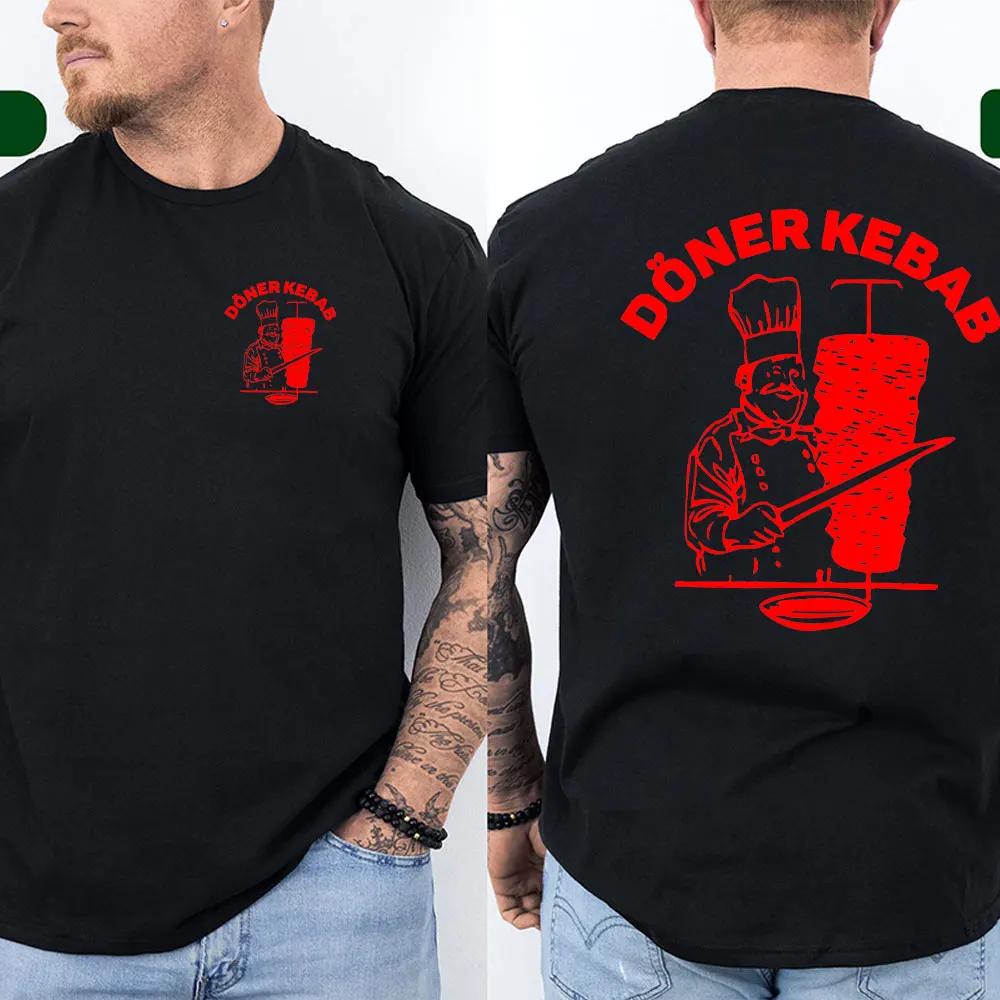 Summer Sporty Men‘sWomen's Doner Kebab Print T-Shirt Short Sleeve Funny Vintage Unisex Top Tees Pure Clothing
