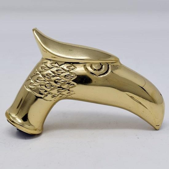 Brass Cane Walking Stick Handle Eagle Head Cast Brass with Replacement Rubber Brass On the Exterior Connecting Rod