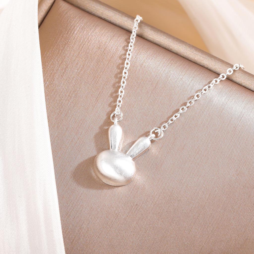Cute Animal 925 Sterling Silver Drawing Bunny Rabbit Pendant Necklaces