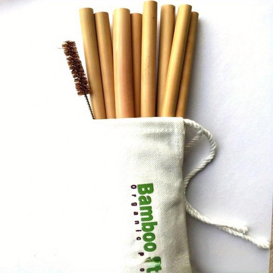 10PCS Reusable Bamboo Straws Yellow Bamboo Straws Use Creative Straws Many Times for Easy Cleaning of Household Straws