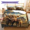 Highland Cow Pattern Bedding Quilt Set Quilt Cover Pillowcase Home Decoration Gift (1 * Duvet Cover + 2 * Pillowcase, Without Core)