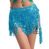 Women's Elastic Waist Sequin Fringe Mini Skirt Loose Fit Chiffon Dance Hip Scarf Belly Dance Performance Party Wrap Skirt