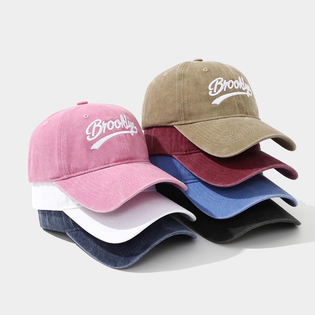 Cross-Border Bestselling Hat - European and American Outdoor Travel Sunshade Hat, Washed BROOKLYN Letter Baseball Cap, Trendy
