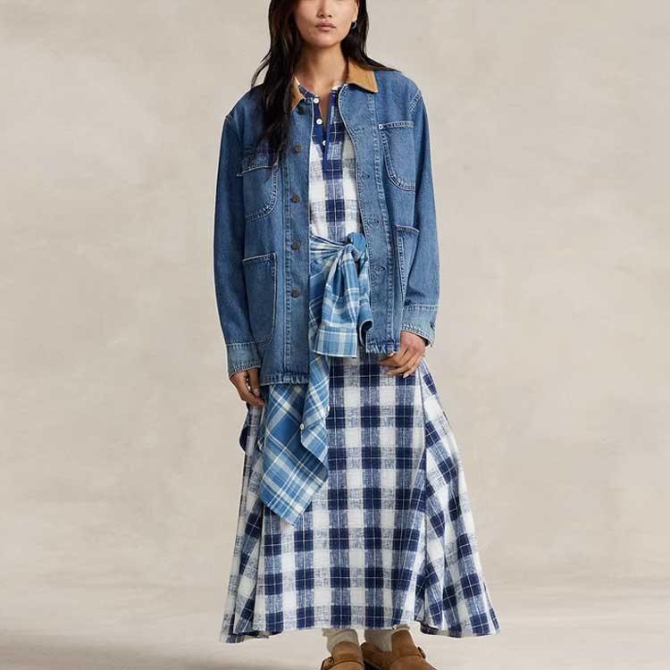 Polo Ralph Lauren Corduroy Collar Single-Breasted Loose Work Denim Jacket Women Jackets Blue WMPOOTWNDK20015-999