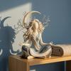 Accenti Minimalisti per Interni Statua in Resina Dea della Luna Meditazione, Statuetta Yoga Zen, Elegante Ornamento Unico in Argilla per Scrivania per la Casa