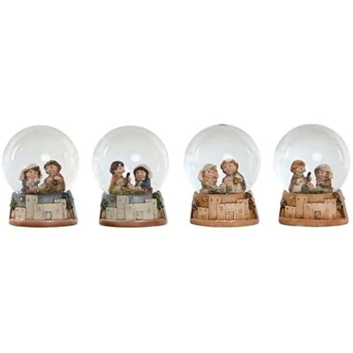 Crèche de Noël - HOME ESPRIT - Multicolore - 8 x 8 x 10 cm - 4 unités - Résine Aluminium Verre