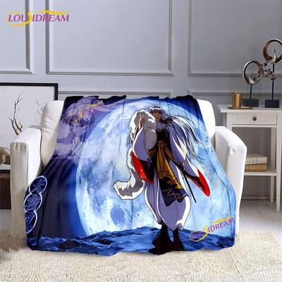 Anime Flannel Blanket InuYasha Print Quilts Hanyou No Yashahime 3D Kids Adults Blanket Home Decor Fashion Party Quilt Gift