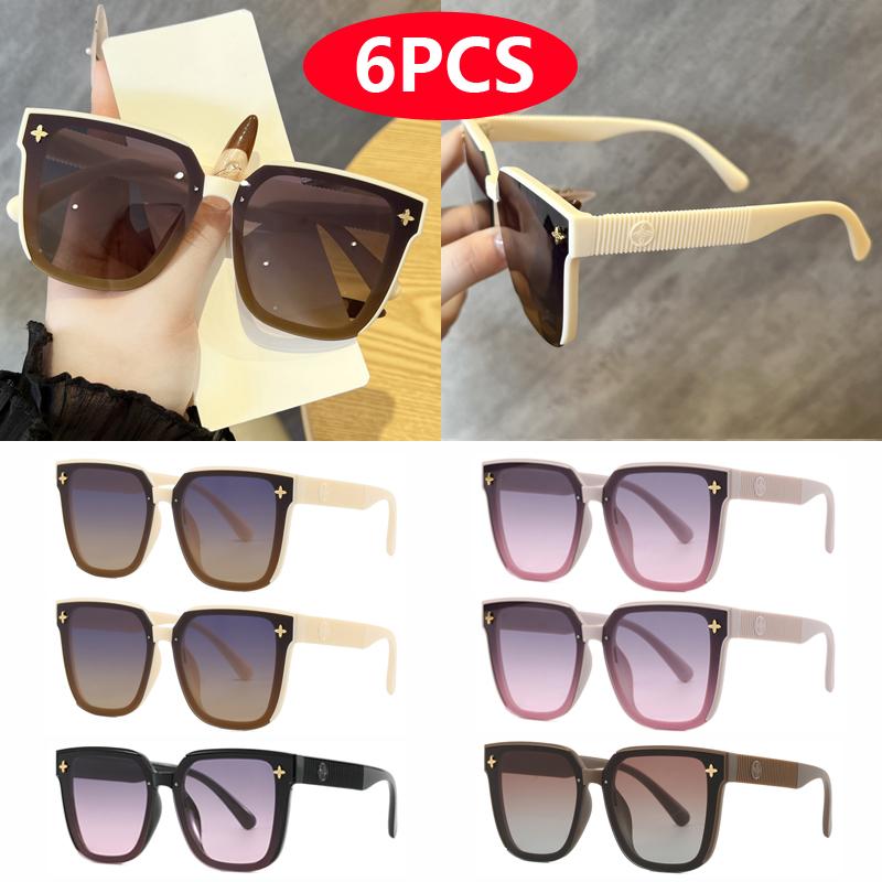6pcs 3pcs Designer Sunglasses Women Retro Cat Eye Gradient UV400 Glasses Unisex Outdoor Fashion Sunshade Eyewear