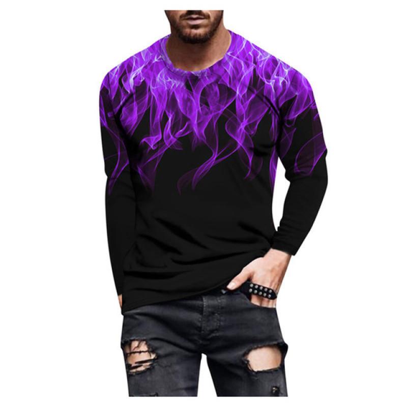 

Мужские модные футболки с 3D пламенным принтом тай-дай, осенние футболки с длинным рукавом для мужчин, уличные футболки в стиле хип-хоп, свободные повседневные топы с круглым вырезом, большие размеры 6XL XXXL