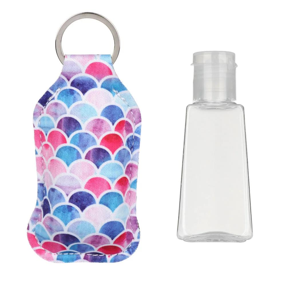 

Мини бутылочка для дезинфицирующего средства для рук 30 мл, портативная дорожная силиконовая бутылочка для косметики, геля для душа, многоразовая бутылочка с держателем-брелоком