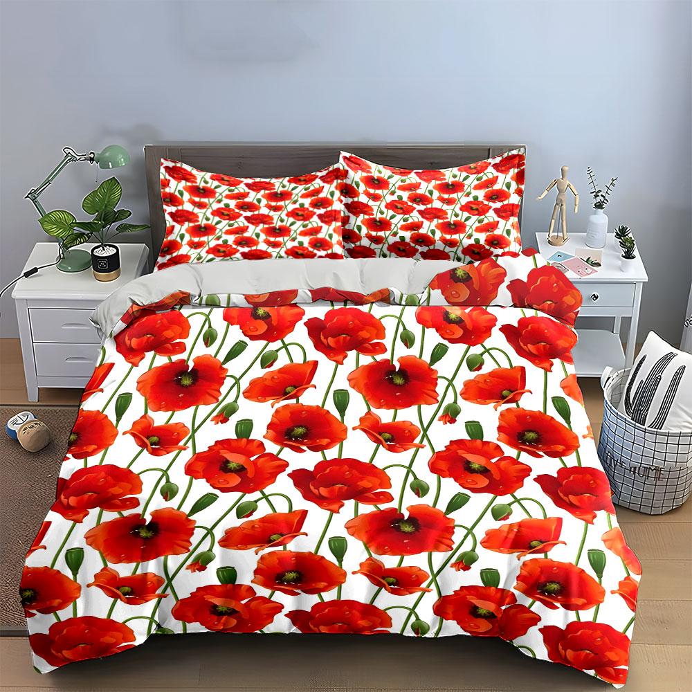 Floral Three-Piece Set For Home Decor Exquisite Three-Piece Bedding Set Gift For Kids And Adults