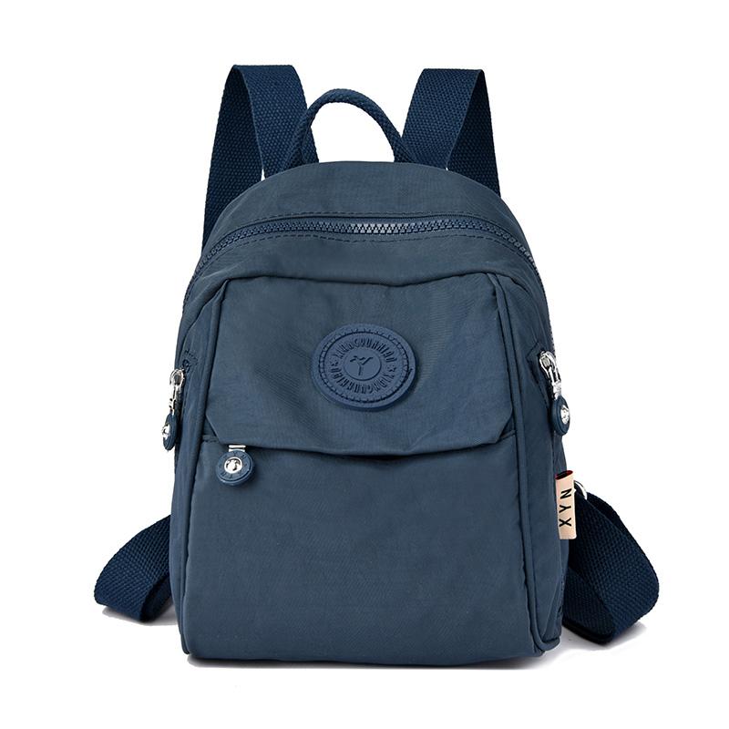 

Рюкзак студенческий большой вместимости, женский, из легкого водоотталкивающего нейлона, для поездок и работы Small темно-синий