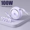100W Retractable Dual Type-C Charging Cable for Apple & Huawei Mobile Phones