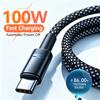 100W 6A Fast Charging USB A To Type C Cable Nylon Braided Auto Power Off Cable For Samsung Xiaomi Huawei Data Transmission Cable