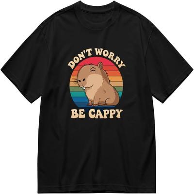 Retro Rodent Capybara Dont Be Worry Be Cappy Funny Saying Graphic Unisex T-Shirt for Men or Women