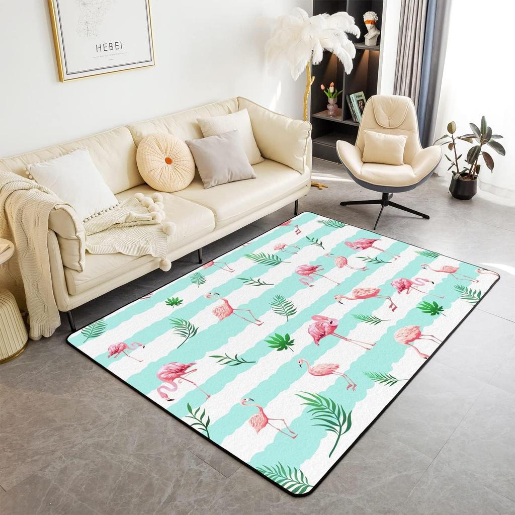 Watercolor Flamingo Tropical Floral Leaves Bath Mats Non-Slip Microfiber Soft Plush Doormat Decor Bathroom Rugs for Bedroom Mat