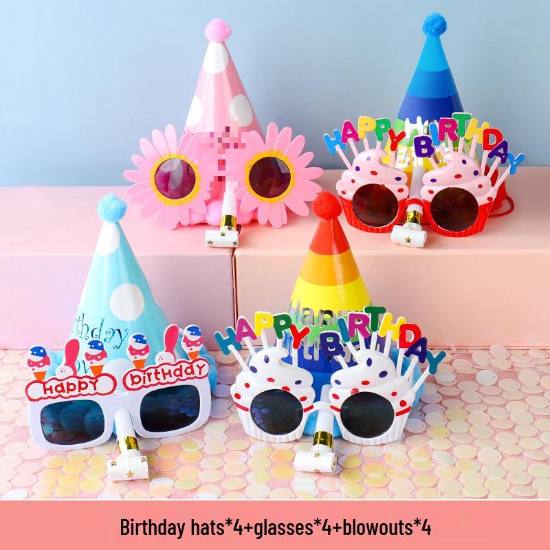 Funny Birthday Party Glasses & Baby Hats - Perfect Photo Props & Cake Decoration