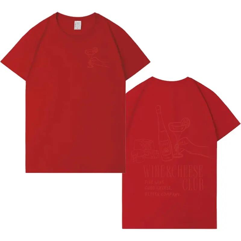 Wijn Kaas Club Grafisch Y2K Esthetiek Ronde Hals T-shirt Zomer Lente Korte Mouw Bedrukt T-shirt Zomer Streetwear