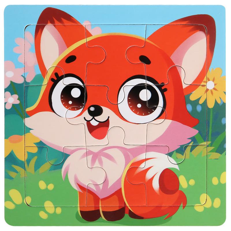 11cm Children Wooden Jigsaw Puzzle Games Cartoon Animal Vehicle Pattern Wooden 3d Puzzle Montessori Educational Toys