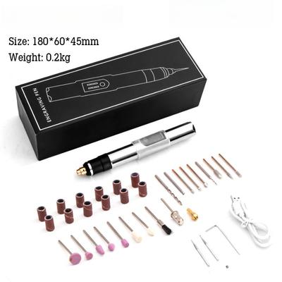 36pcs a Set Handheld Rechargeable Electric Grinding Pen with Display Screen Grinding Micro-carving Tool Set USB Rechargeable