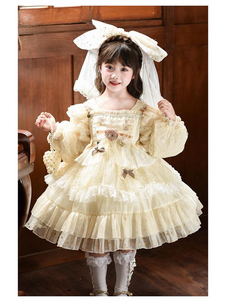 BIBIOOA 2025 Autumn/Winter Long-Sleeve Princess Dress for Girls (Sizes 110-150)