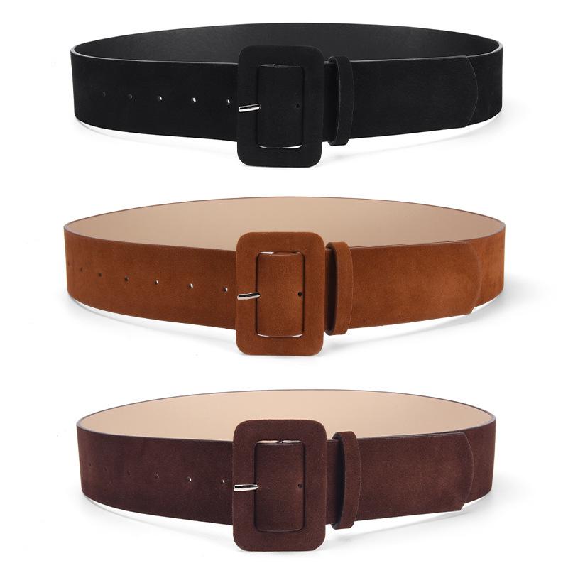 Retro Y2K Faux Suede Wide Belt: Plush, Skirt-Style, Fashionable Women's Waistband
