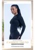 Women's Moisture-Wicking Nylon Yoga Top with Thumb Holes - Long Sleeve, Seamless, Elastic Sports T-Shirt