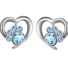 Spot Love Cat Paw Small Stud Earrings Creative Dog Footprint Zircon Earrings Girls Jewelry