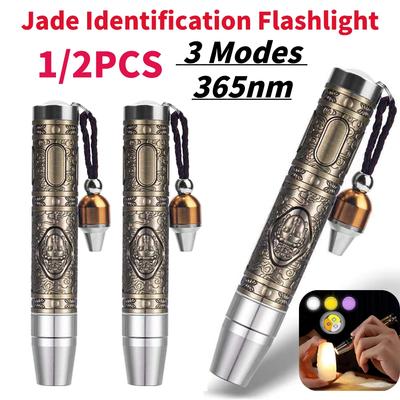 Lampe Détecteur de Jade 365nm Identification Lampe de Poche Jade Ultraviolet Alliage d'Aluminium Solide pour Bijoux Émeraude pour Gemmes Ambre